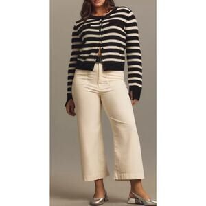 Maeve Anthropologie The Colette Pant Womens 34 Cream Corduroy Wide Leg Crop Boho